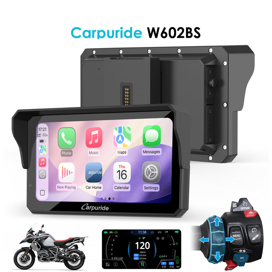 Carpuride W602BS motorcycle stereo for BMW with wonder wheel control