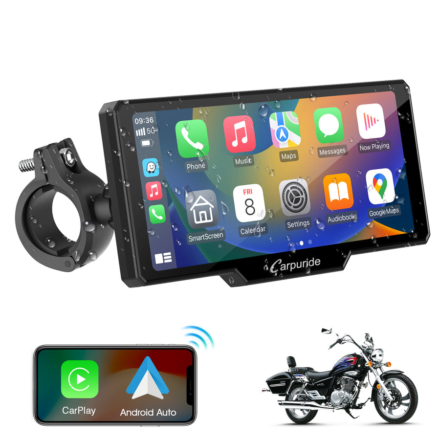 Carpuride W619 IP67 waterproof portable motorcycle stereo